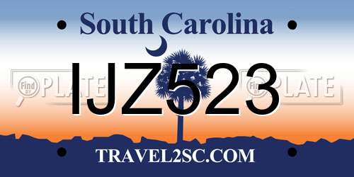IJZ523 South Carolina License Plate