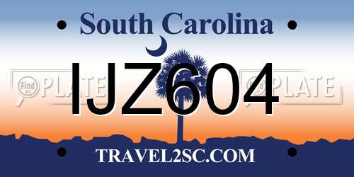 IJZ604 South Carolina License Plate