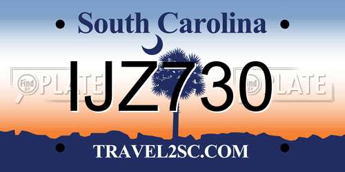 IJZ730 South Carolina License Plate