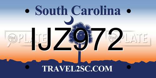 IJZ972 South Carolina License Plate
