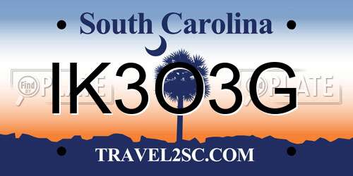 IK3O3G South Carolina License Plate