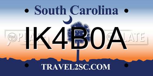 IK4B0A South Carolina License Plate