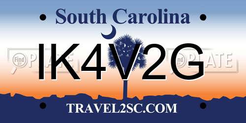 IK4V2G South Carolina License Plate