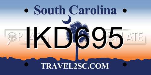 IKD695 South Carolina License Plate