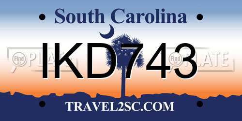 IKD743 South Carolina License Plate