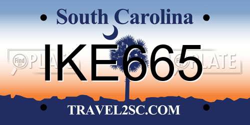 IKE665 South Carolina License Plate