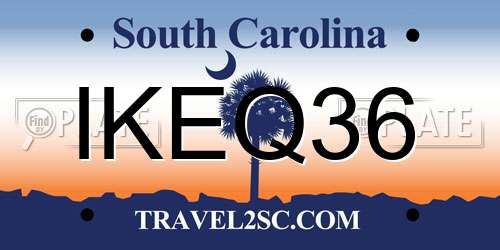 IKEQ36 South Carolina License Plate