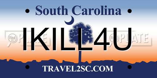 IKILL4U South Carolina License Plate