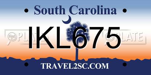 IKL675 South Carolina License Plate