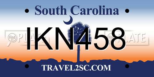 IKN458 South Carolina License Plate