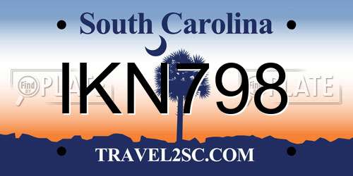 IKN798 South Carolina License Plate