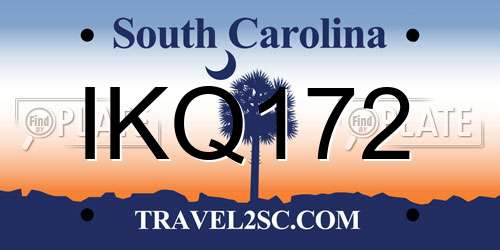 IKQ172 South Carolina License Plate