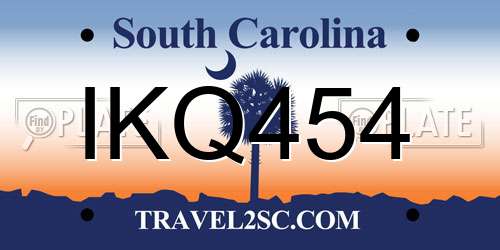IKQ454 South Carolina License Plate