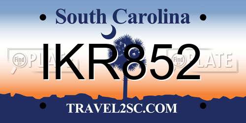 IKR852 South Carolina License Plate