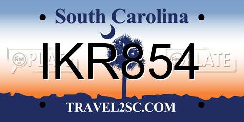 IKR854 South Carolina License Plate