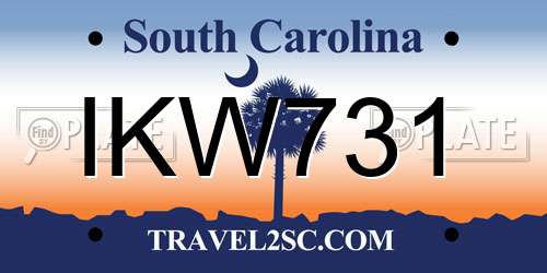 IKW731 South Carolina License Plate