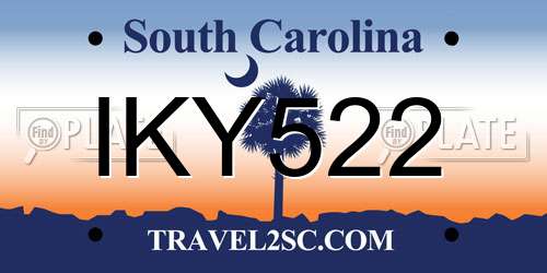 IKY522 South Carolina License Plate