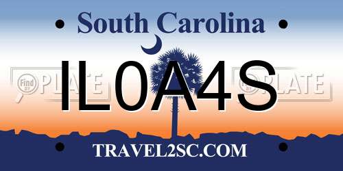 IL0A4S South Carolina License Plate