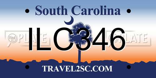 ILC346 South Carolina License Plate