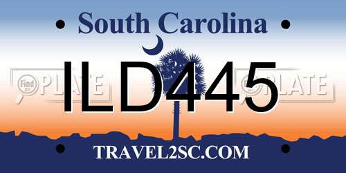 ILD445 South Carolina License Plate