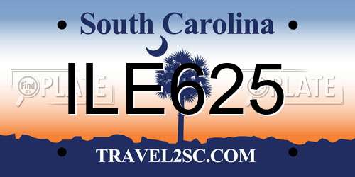 ILE625 South Carolina License Plate