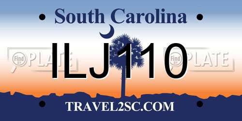 ILJ110 South Carolina License Plate