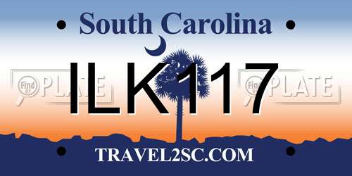 ILK117 South Carolina License Plate