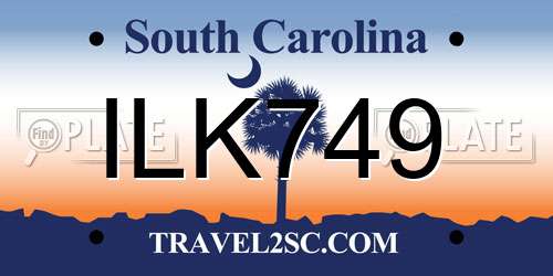 ILK749 South Carolina License Plate
