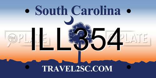 ILL354 South Carolina License Plate