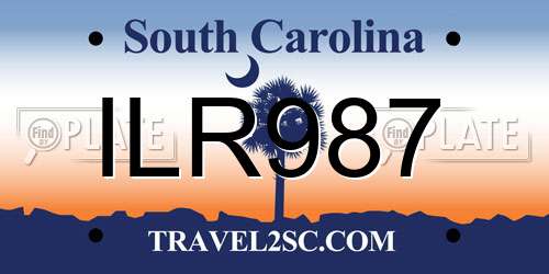 ILR987 South Carolina License Plate