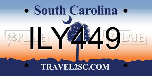 ILY449 South Carolina License Plate