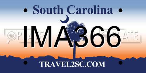 IMA366 South Carolina License Plate
