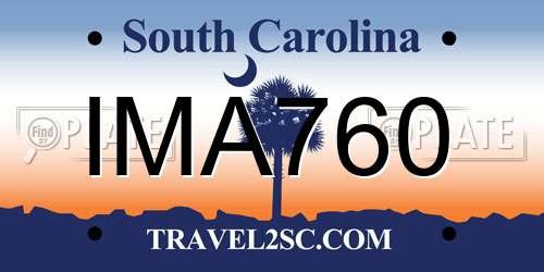 IMA760 South Carolina License Plate