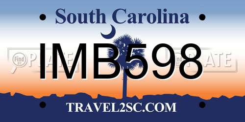 IMB598 South Carolina License Plate
