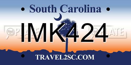 IMK424 South Carolina License Plate
