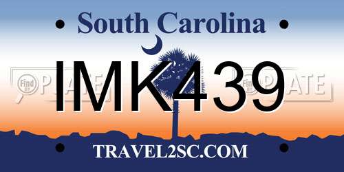 IMK439 South Carolina License Plate