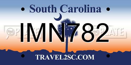 IMN782 South Carolina License Plate