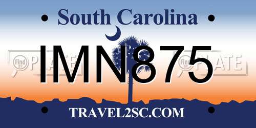 IMN875 South Carolina License Plate