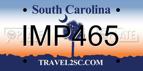 IMP465 South Carolina License Plate