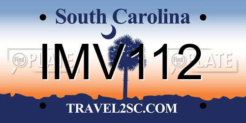 IMV112 South Carolina License Plate