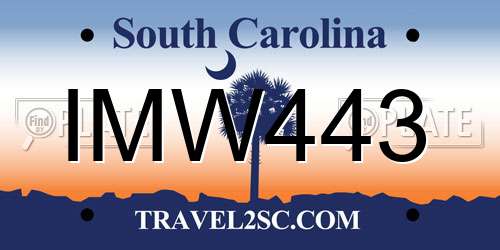 IMW443 South Carolina License Plate