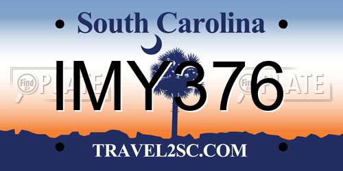 IMY376 South Carolina License Plate
