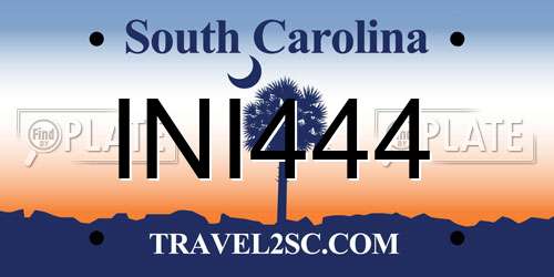 INI444 South Carolina License Plate