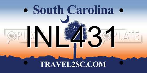 INL431 South Carolina License Plate