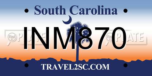 INM870 South Carolina License Plate