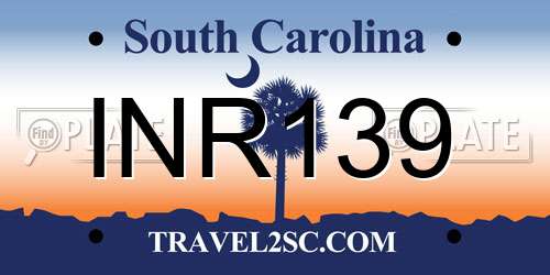 INR139 South Carolina License Plate