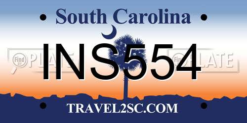 INS554 South Carolina License Plate