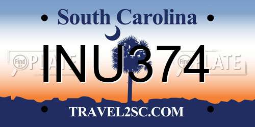 INU374 South Carolina License Plate
