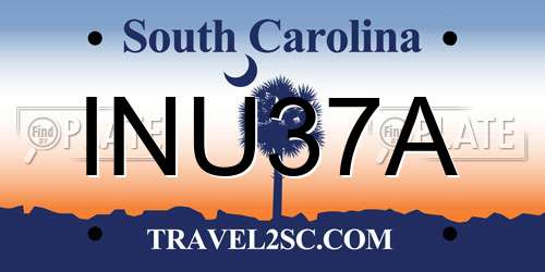 INU37A South Carolina License Plate