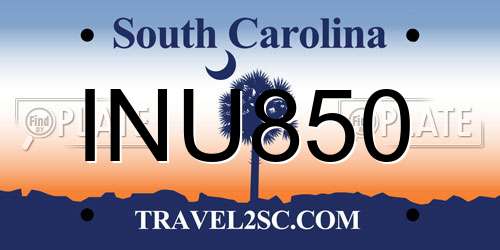 INU850 South Carolina License Plate